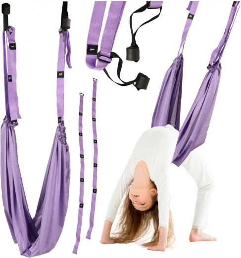 fioletowy hamak do aerial jogi i sensorycznego bujania, udźwig 100 kg