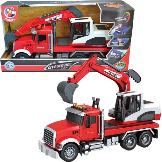 City Service Car ciężarówka z koparką w skali 1:12