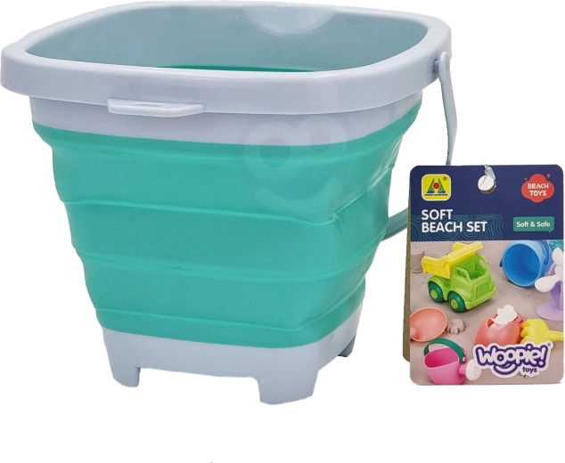 Składane silikonowe wiadro WOOPIE, niebieskie, 5 l