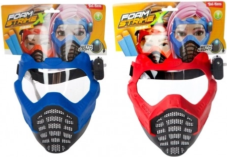 Maska ze światłem, plastik 16x19 cm, na baterie, 2 kolory, na karcie, karnawał