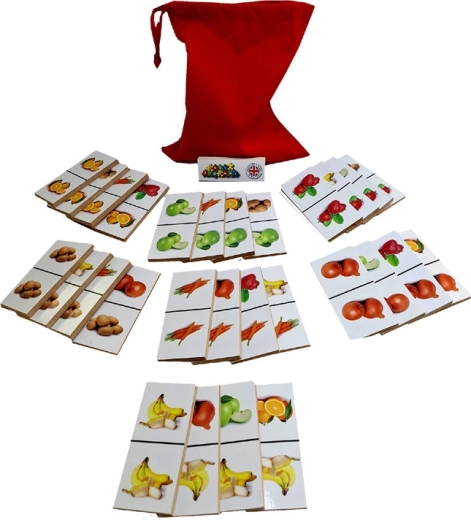 Drewniane domino Owoce i warzywa 28 elementów