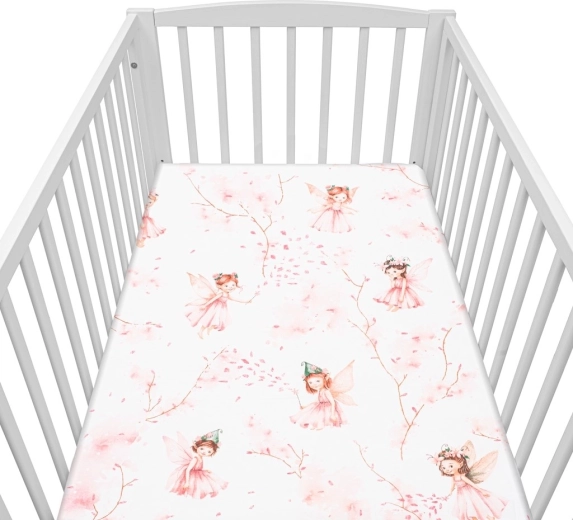 Bawełniane prześcieradło do łóżeczka NEW BABY Wróżki 120×60 cm