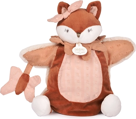 Pluszowa pacynka Doudou lisek Mina, różowa 25 cm