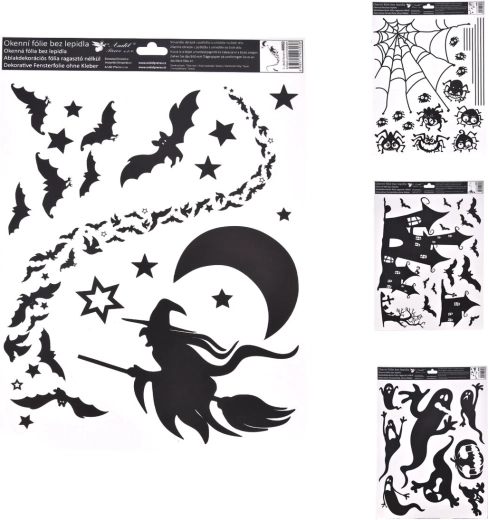 Dekoracyjna folia okienna Halloween 30 × 42 cm (mix 4 motywów)