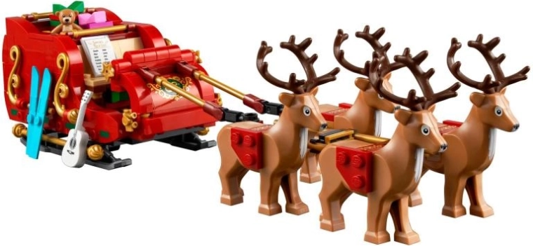 Szczegółowe czerwone sanie ze złotymi akcentami