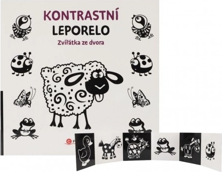 kontrastowe leporelo zwierzęta z podwórka 15,5 × 15 cm dla noworodków