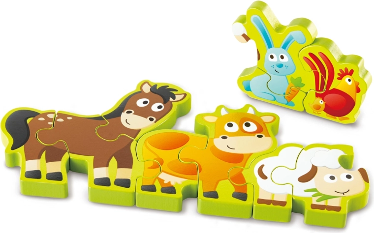 Drewniane puzzle zwierzątka i cyferki