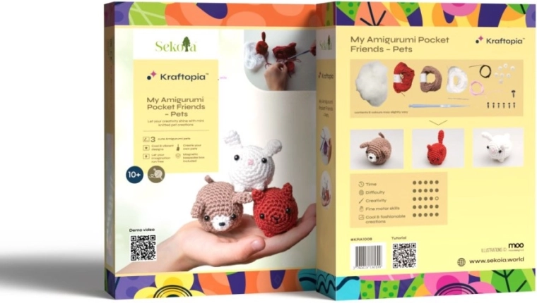 3 urocze zwierzątka amigurumi w jednym zestawie