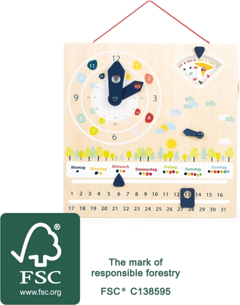 Dydaktyczny kalendarz z zegarem SMALL FOOT