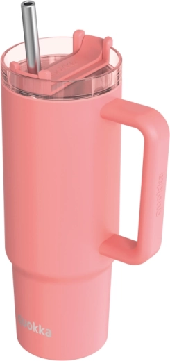 Stalowy kubek termiczny Quokka vibe coral drop safe ze słomką 880 ml