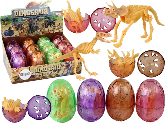 Otwierane jajko dinozaura z kośćcem – 9 cm, 4 kolory