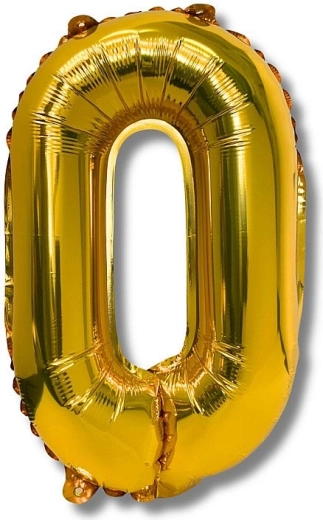 Balon foliowy cyfra 0, złoty 40 cm
