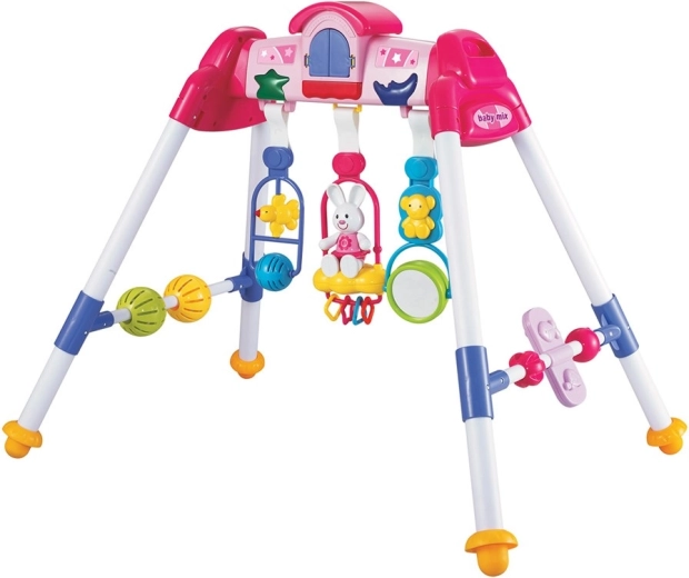 Dziecięca grająca edukacyjna mata-łuk De Lux Baby Mix różowa