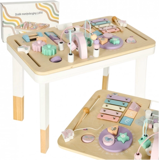 Montessori stolik manipulacyjny LULILO LUDO, pastelowy róż