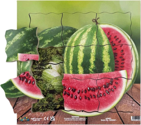 Just Jigsaws arbuz i jego wegetatywne fazy wzrostu – drewniane puzzle warstwowe, 19 elementów