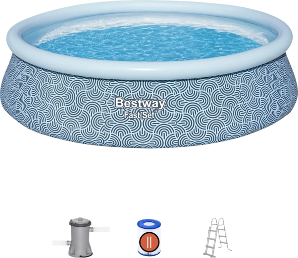 Bestway Fast Set okrągły basen naziemny z filtracją i drabinką 4,57 × 1,07 m