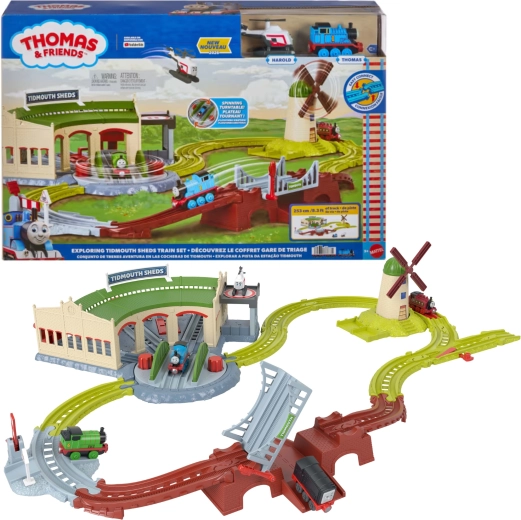 Fisher-Price Thomas & Friends zestaw torów Depo Tidmouth 253 cm z Tomkiem i Haroldem