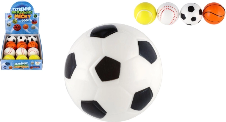 Ekstremalnie skacząca piłeczka piankowa z motywem sportowym 6 cm