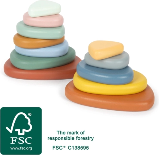 Montessori rzeczne kamienie small foot – drewniana gra zręcznościowa