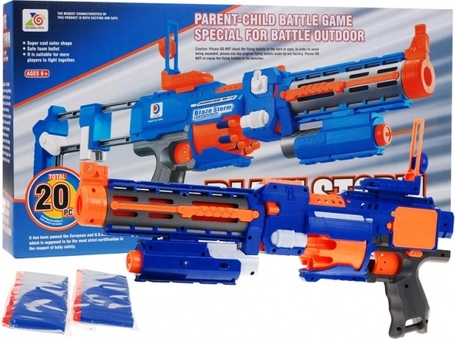 Blaze Storm elektryczny piankowy blaster 2 w 1 z kolbą, laserem i 20 strzałkami (8+)