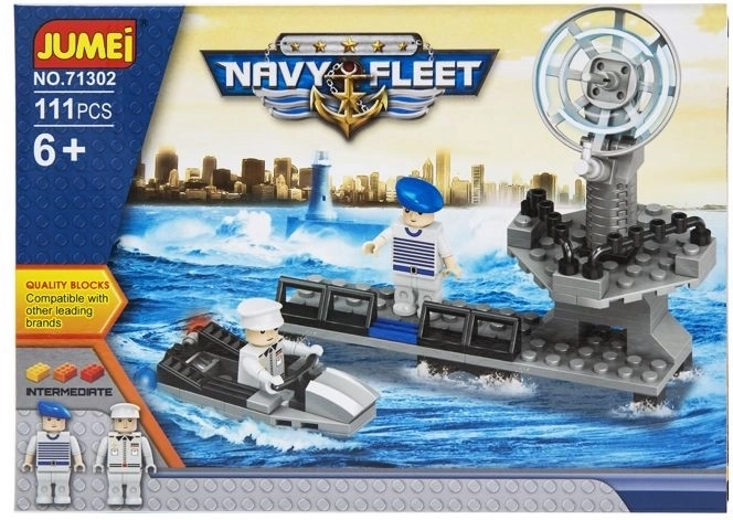Klocki konstrukcyjne Jumei Navy Fleet – marynarka wojenna, 111 elementów, 25 × 18 cm - 1 szt.