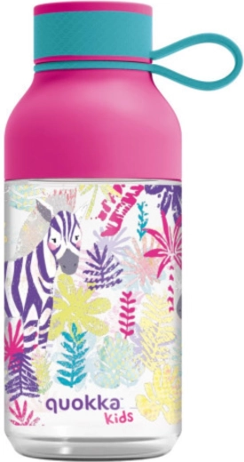 Dziecięca butelka tritanowa Quokka Kids Ice Zebras z pętelką 430 ml
