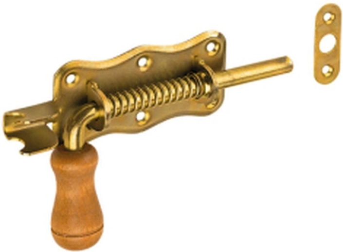 Zasuwnica sprężynowa z drewnianą końcówką 150 × 50 mm, żółty cynk
