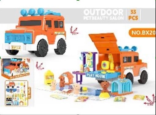 Terenowe autko groomer ze szczeniakami