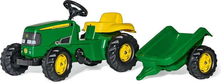 Traktor na pedały Rolly Kid John Deere z przyczepką, zielony