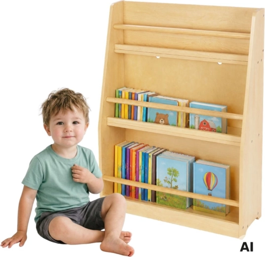 Drewniany dziecięcy regał na książki TOOKY TOY z 3 półkami