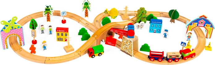 Drewniana kolejka 74 elementy Ecotoys