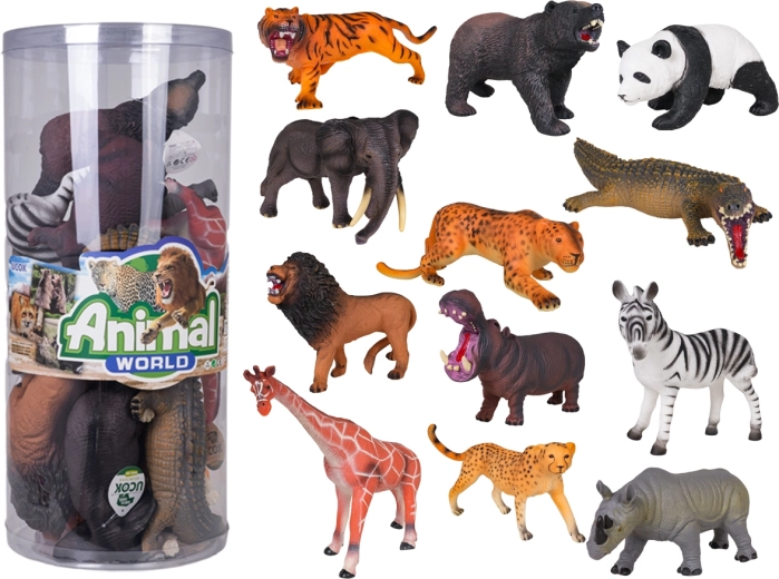 Zestaw zwierząt safari – 12 dużych figurek