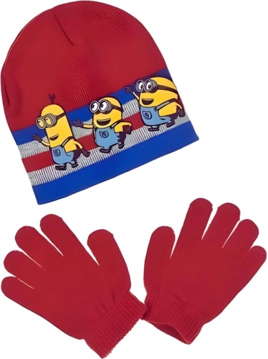Czerwona czapka i rękawiczki Minionki