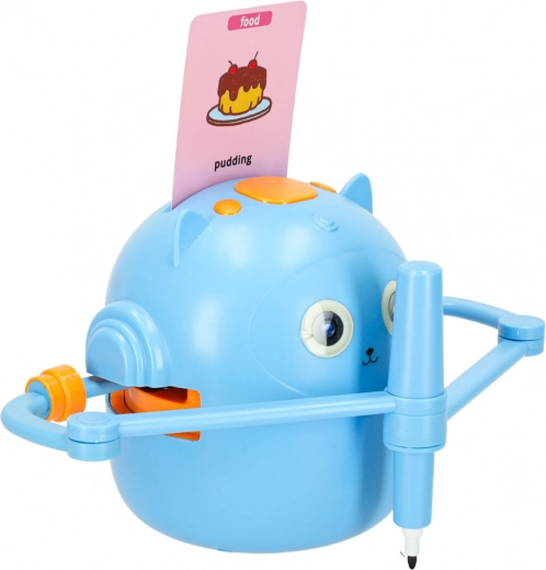 Interaktywny edukacyjny robot do nauki rysowania i pisania, karty i flamastry, niebieski