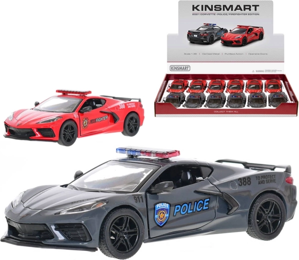 Kinsmart metalowy model auta Corvette 2021 służby ratunkowe 1:36 - 1 sztuka