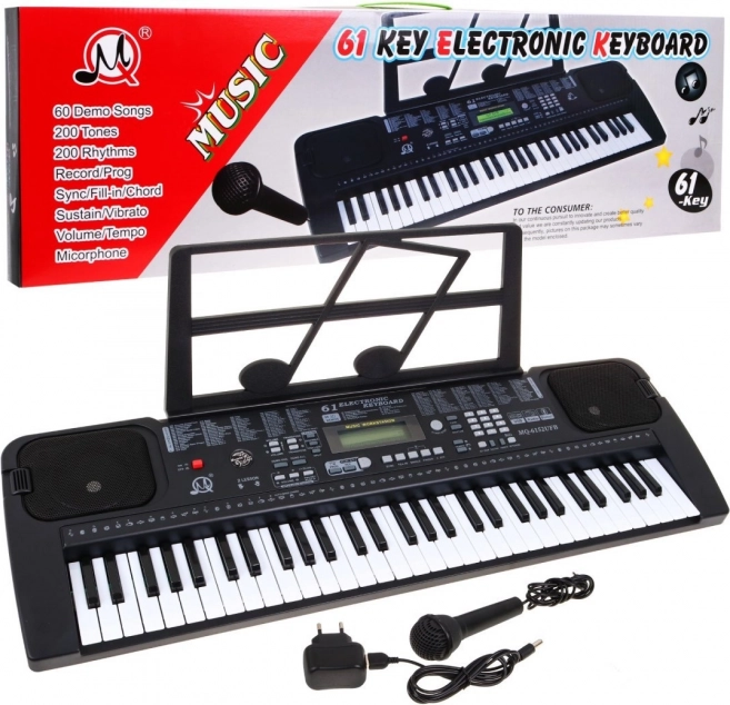 Elektroniczna klawiatura z mikrofonem dla dzieci 5+ MP3 Metronom Radio USB