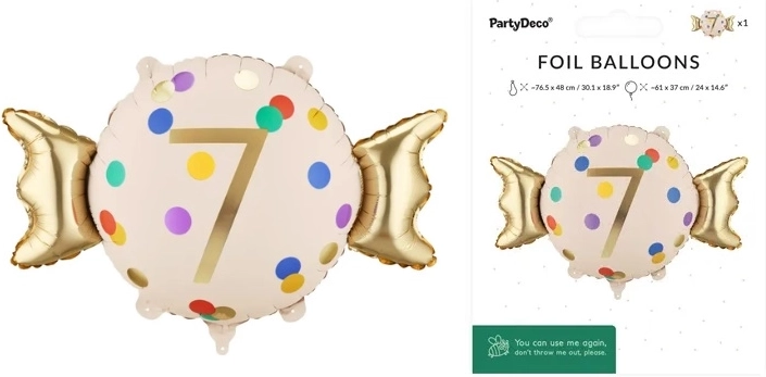 Balon foliowy Cukierek z cyfrą 7 (mix kolorów)