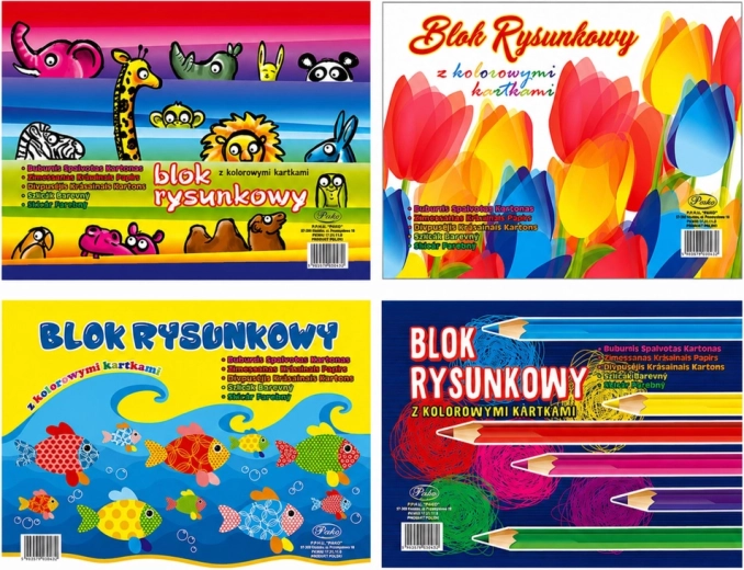Kolorowy blok rysunkowy A4, 16 arkuszy, 80 g/m² PROTOS - 1 szt.