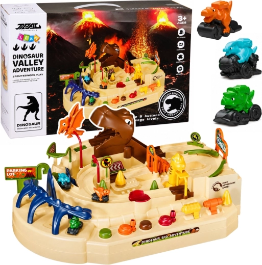 Interaktywna manualna dino-trasa Dinosaur Track Adventure z 3 pojazdami i 8 wyzwaniami