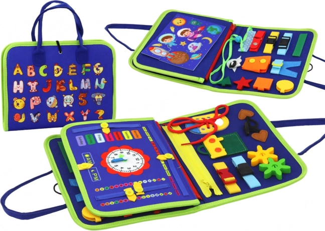 Dziecięca sensoryczna edukacyjna tablica niebieska