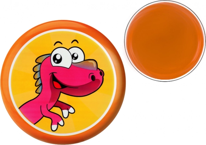 Pomarańczowy latający talerz z motywem dinozaura 20 cm