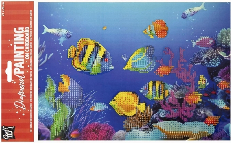 Diamentowe malowanie na tablicy Rybki 29 × 21 cm