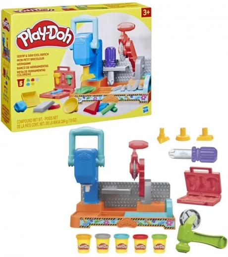 Play-Doh kolorowy warsztat – kreatywny zestaw z narzędziami i piłą