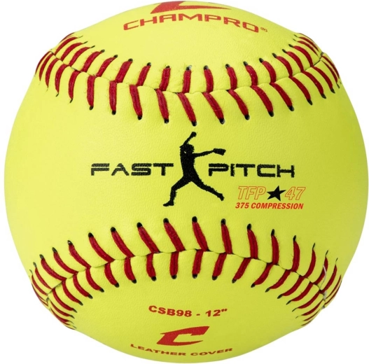 Piłka softballowa CHAMPRO Fastpitch 12" żółta skórzana - 1 szt.
