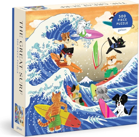 Galison Kwadratowe puzzle Wielka fala – 500 elementów