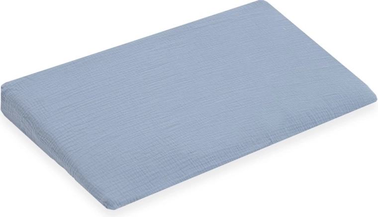 Muślinowa poszewka na dziecięcą poduszkę – klin NEW BABY Standard 59×37 cm, niebieska
