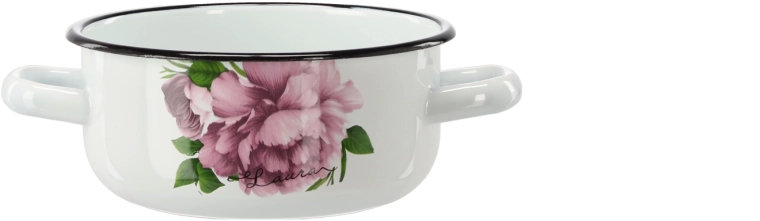 Emaliowany garnek 1,5 l z uchwytami Laura piwonia, 16 cm