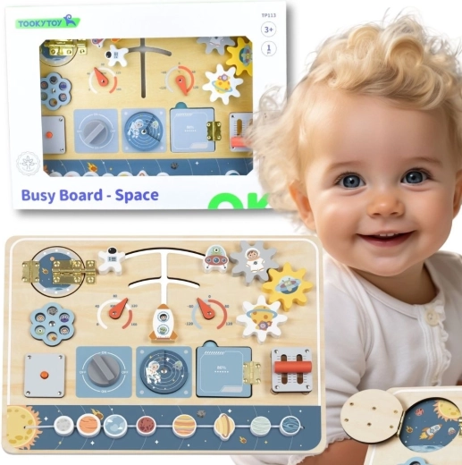 Drewniana tablica aktywności Montessori Kosmos od Tooky Toy