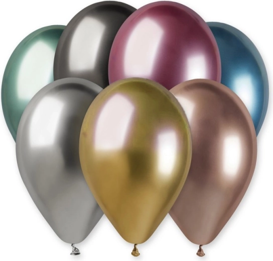Lateksowy balon Gemar 33 cm z chromowanym połyskiem – różne kolory - 1 sztuka