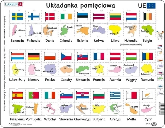 Larsen Unia Europa – flagi Europy, edukacyjne puzzle